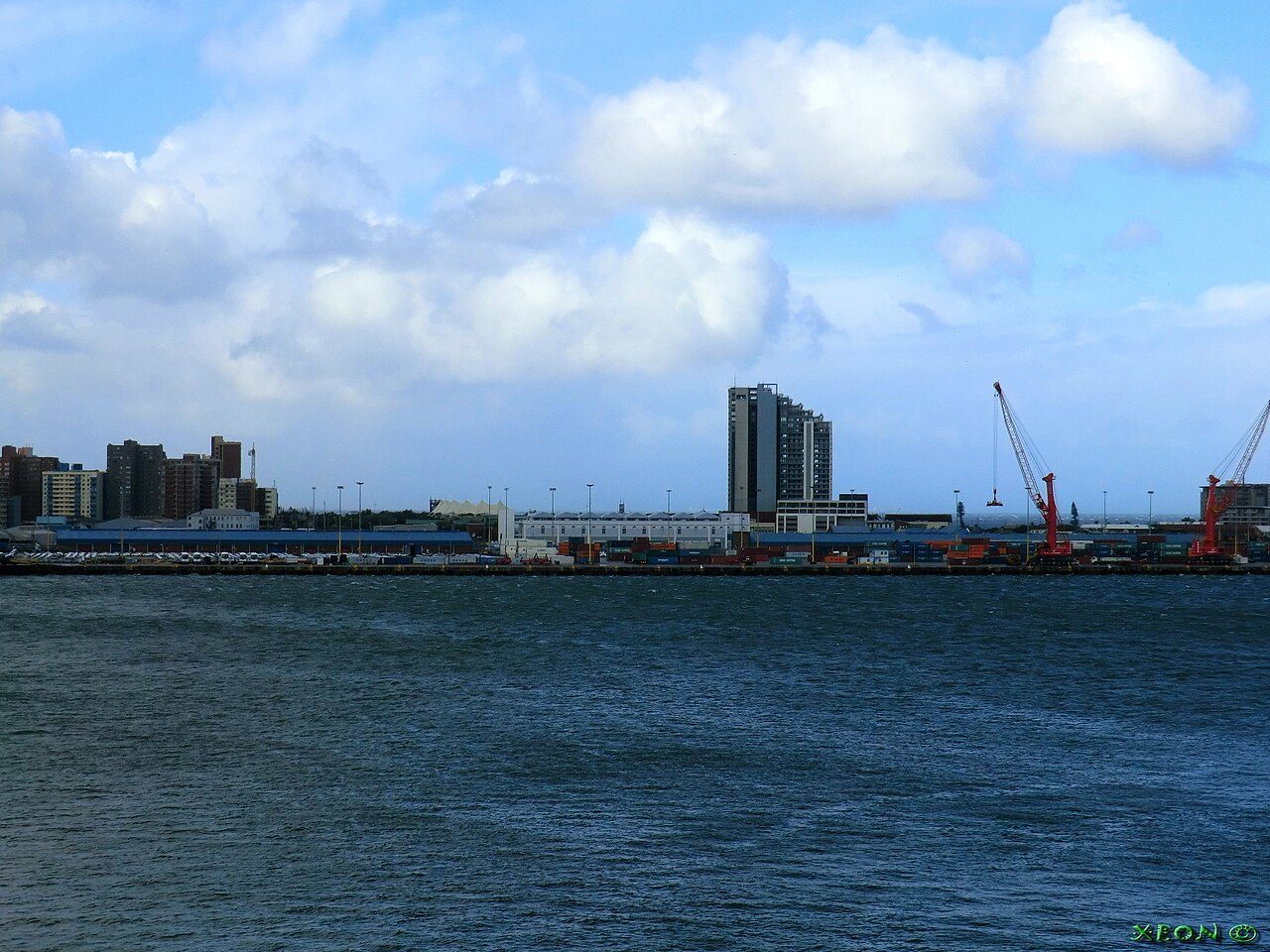 The Port of Durban harbour, South Africa's busiest container gateway, seen from above