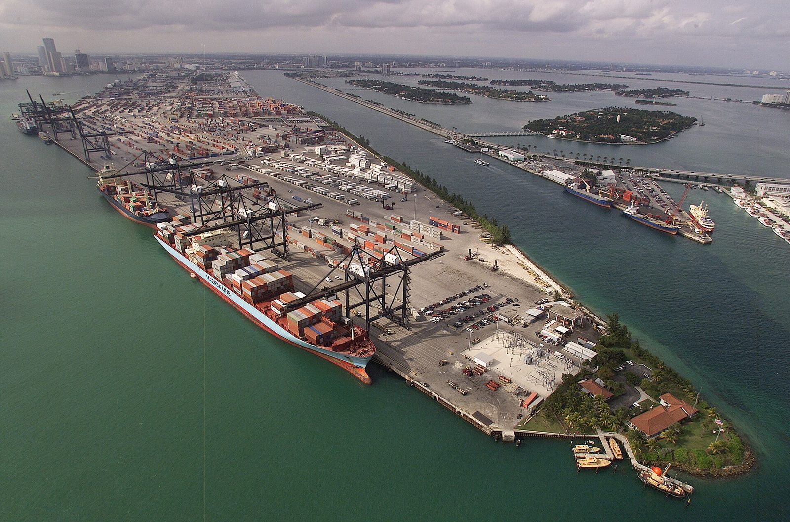 Aerial view of a United States container port